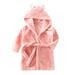 Noarlalf Baby Pajamas Towel Bathrobe Soft Kids Pajamas Warm Robe Sleepwear Baby Flannel Hooded Girls Coat&Jacket Pink 130