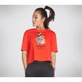 Skechers Women's Geisha D'Lites Cropped T-Shirt in Red, Size XL