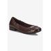 Wide Width Women's Trista Flat by Easy Street in Brown Leather Patent (Size 12 W)