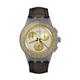 Swatch Holiday Collection Golden Radiance NEON Quartz Grey Dial Brown Leather Strap Men?s Watch SUSM100