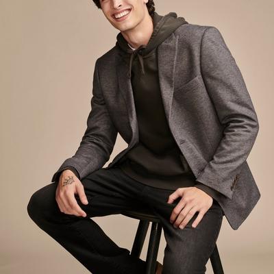 Lucky Brand Knit Blazer 4-Way Stretch - Men's Clothing Jackets Coats Blazers in Medium Grey, Size 50