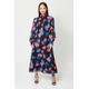 Petite Multi Floral Twist Neck Maxi Dress