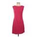 Ann Taylor LOFT Casual Dress - A-Line Crew Neck Sleeveless: Burgundy Print Dresses - Women's Size Small