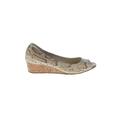 Cole Haan Flats: Pumps Wedge Casual Ivory Snake Print Shoes - Women's Size 8 1/2 - Peep Toe