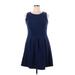 AGB Casual Dress - A-Line: Blue Solid Dresses - Women's Size 14