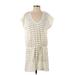 Calvin Klein Casual Dress - DropWaist V-Neck Short sleeves: Ivory Stripes Dresses - Women's Size Small