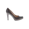 Nine West Heels: Slip On Stiletto Minimalist Gray Solid Shoes - Women's Size 9 - Round Toe