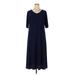 Attitudes by Renee Casual Dress - Midi: Blue Solid Dresses - Women's Size X-Large Petite