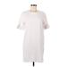 Zara Casual Dress - Mini Crew Neck Short sleeves: White Solid Dresses - Women's Size Small