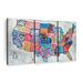 Elephant Stock USA Map Colored States USA Map On Canvas 3 Pieces Print Canvas | 14 H x 23 W x 1.25 D in | Wayfair RV-206_colored-states-usa-map