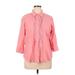 IZOD 3/4 Sleeve Button Down Shirt: Pink Tops - Women's Size X-Large