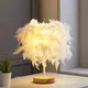 Petite lampe de table LED en plumes pour décoration de mariage veilleuse romantique créative