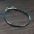 JOBlue-Bracelet Turquoise en Argent Sterling S925 pour Femme et Homme Pierre Naturelle Clip