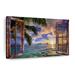 Bay Isle Home™ Wooden Tropical Window View - Wrapped Canvas Print Canvas in Black | 30 H x 45 W x 1.25 D in | Wayfair