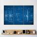 17 Stories Airplane Blueprint Multi Piece Canvas Print 3 Pieces Canvas in Gray/White | 74 H x 48 W x 1.25 D in | Wayfair