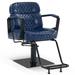 Inbox Zero Tayar 23.6" Wide Manual Swivel Ergonomic Barber Chair Faux Leather in Black/Blue | 33 H x 23.6 W x 40.9 D in | Wayfair Recliners