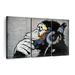 Trinx Monkey Wearing Headphones On Canvas 2 Pieces Set Canvas in Black | 14 H x 23 W x 1 D in | Wayfair 5FC18A396B1943E181920D5B3391921C