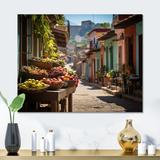 Latitude Run® Cuba Vibrant Market Scenes - Unframed Print on Metal in Blue/Brown/Green | 16 H x 32 W x 1 D in | Wayfair