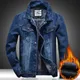 Veste en jean de motard mince pour hommes revers classique chaud épais sourire combfashion