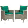 Conduit Outdoor Patio Wicker Rattan Dining Armchair Set of 2 - East End Imports EEI-4027-LGR-GRN