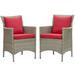 Conduit Outdoor Patio Wicker Rattan Dining Armchair Set of 2 - East End Imports EEI-4027-LGR-RED