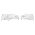 Loft Tufted Vegan Leather 2-Piece Furniture Set - East End Imports EEI-4106-SLV-WHI-SET