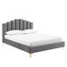 Olivia Queen Performance Velvet Platform Bed - East End Imports MOD-6280-GRY