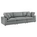Commix Down Filled Overstuffed Vegan Leather 3-Seater Sofa - East End Imports EEI-4914-GRY