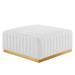 Conjure Channel Tufted Performance Velvet Ottoman - East End Imports EEI-5507-GLD-WHI