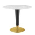 "Zinque 36"" Artificial Marble Dining Table - East End Imports EEI-5122-GLD-WHI"