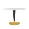 "Zinque 48"" Oval Artificial Marble Dining Table - East End Imports EEI-5143-GLD-WHI"