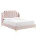 Daniella Performance Velvet Queen Platform Bed - East End Imports MOD-6412-PNK