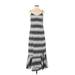 Thakoon Collective Casual Dress - Midi V Neck Sleeveless: Gray Stripes Dresses - Women's Size 2