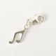 Sterling Silver Music Note Charm with Lobster Clasp, Clip to Bracelet