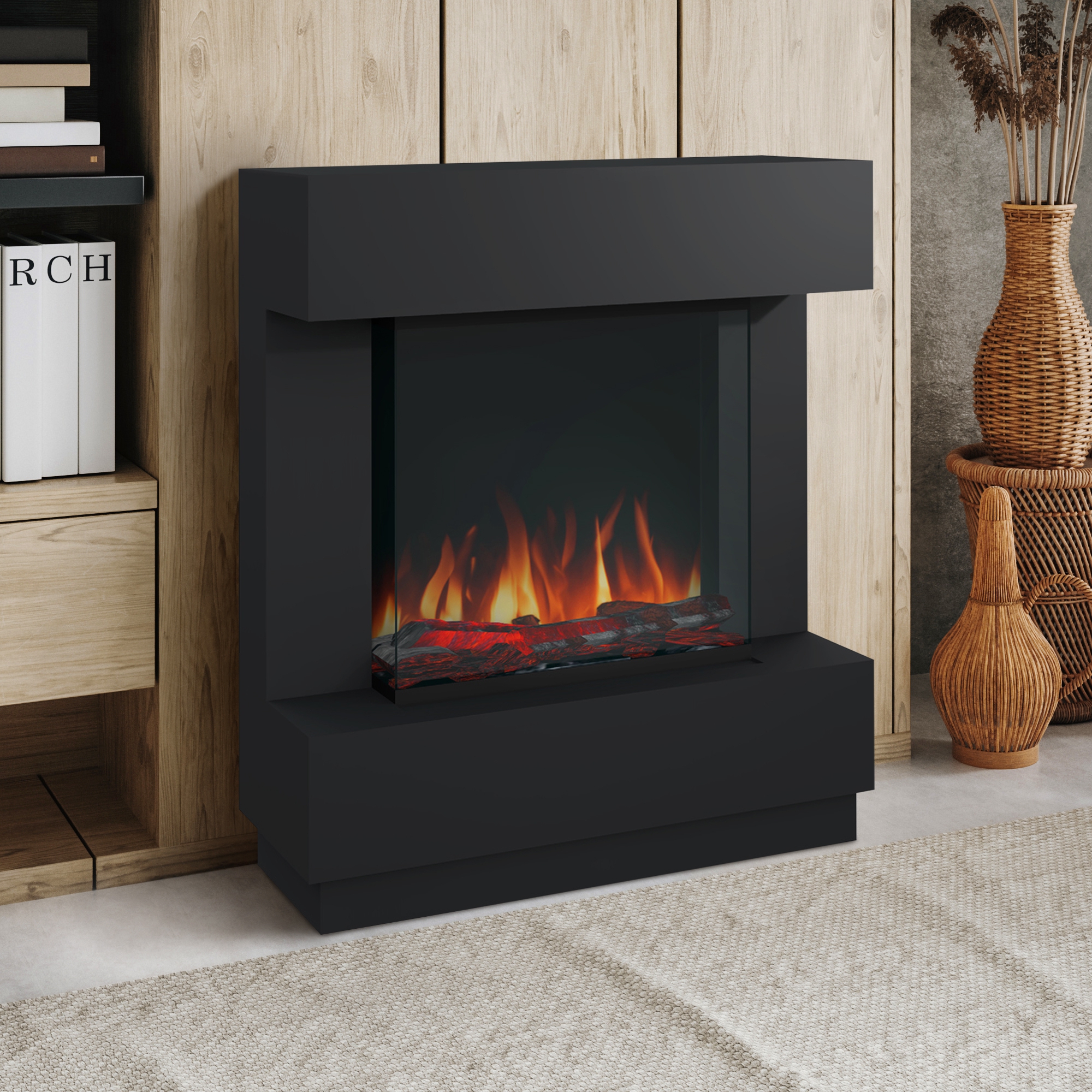 Noble Flame AURORA [Stand-Elektrokamin]: Schwarz-grau - smoky light / helles Rauchquarz