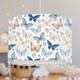 Butterflies Lampshade, Blues and Browns, Nursery Children's Bedroom, Drum Ceiling Lamp Light Shade