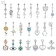 AOEDEJ 1 PC Stainless Steel Belly Button Rings Silver Color CZ Crystal Pendant Bellys Piercing Women