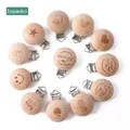 Bopoobo 5pcs Metal Wooden Baby Pacifier Clips Holders Printing Infant Soother Clasps Holders