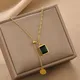 Fashion Income Emerald Square Necklace Classic Vintage Women's Necklace Anniversary Birthday Wedding