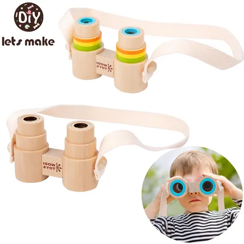 Lassen Sie uns 1pc Holz Mode Teleskop Kamera Babys pielzeug Holz Anhänger Montessori Spielzeug für
