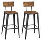 Tabourets bar industriel lot de 2 effet bois marron rustique et noir