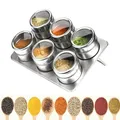 LMETJMA Magnetic Spice Jars with Spice Rack 304 Stainless Steel Spice Tins Spice Storage Jar Tins