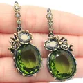 42x18mm 18x15mm Jewelry Set Silver Earrings Pendant Real Green Emerald Red Ruby Women Black Gold