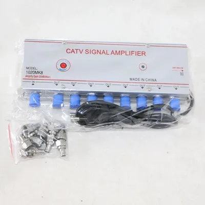 8 way (6 ways) out CATV TV Video Signal Amplifier AMP Antenna Signal Booster Splitter AC 220V 50-60Hz TV Antenna (Eueope Plug)