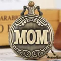 MOM Display Full Hunter Bronze Quartz Pocket Watch Retro Antique Jewelry Clock Gifts for Mother Best