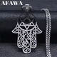 Hamsa Hand Of Fatima Necklace Stainless Steel Silver Color Jewish Magen Star of David Necklaces