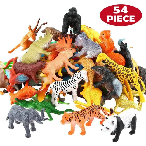 54 Stück Mini Dschungel Tier Spielzeug Set realistische wilde Plastik Tiere lernen Spielzeug Elefant