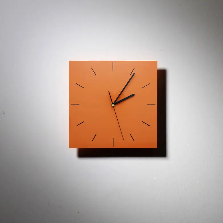 Nordic uhr wanduhr mute kreative mode dekorative uhr wohnzimmer moderne minimalist square wand uhr orange