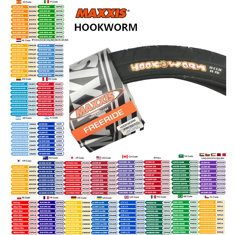 MAXXIS HOOKWORM Stahldrahtreifen 20 x 1,95 110 PSI 24 x 2,5/26 x 2,5/29 x 2,5/27,5 x 2,5 65 PSI URBAN FREERIDE Original MAXXIS Fahrradreifen Image