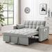 Gray 3 in 1 Convertible Sleeper Sofa Bed, Velvet Loveseat Futon Sofa Couch w/ Pull out Bed, Toss Pillows and Pockets